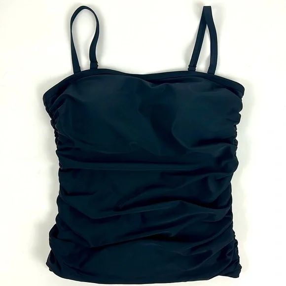 Ocean Blues  Black BandeauTankini Top Ruched Tummy Control Removable Str… - Picture 5 of 9